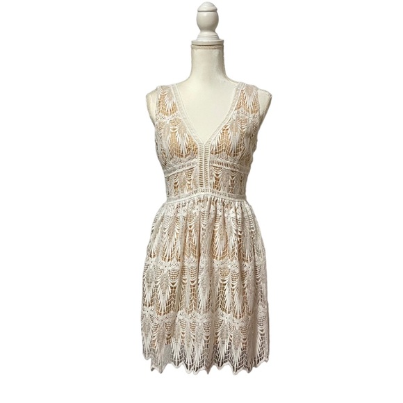 Lucca Couture Lace Crochet Bohemian Dress Cream - Picture 15 of 16
